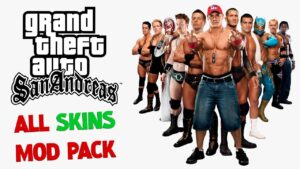 GTA San Andreas wwe Fighting With All Skins Mod Pack